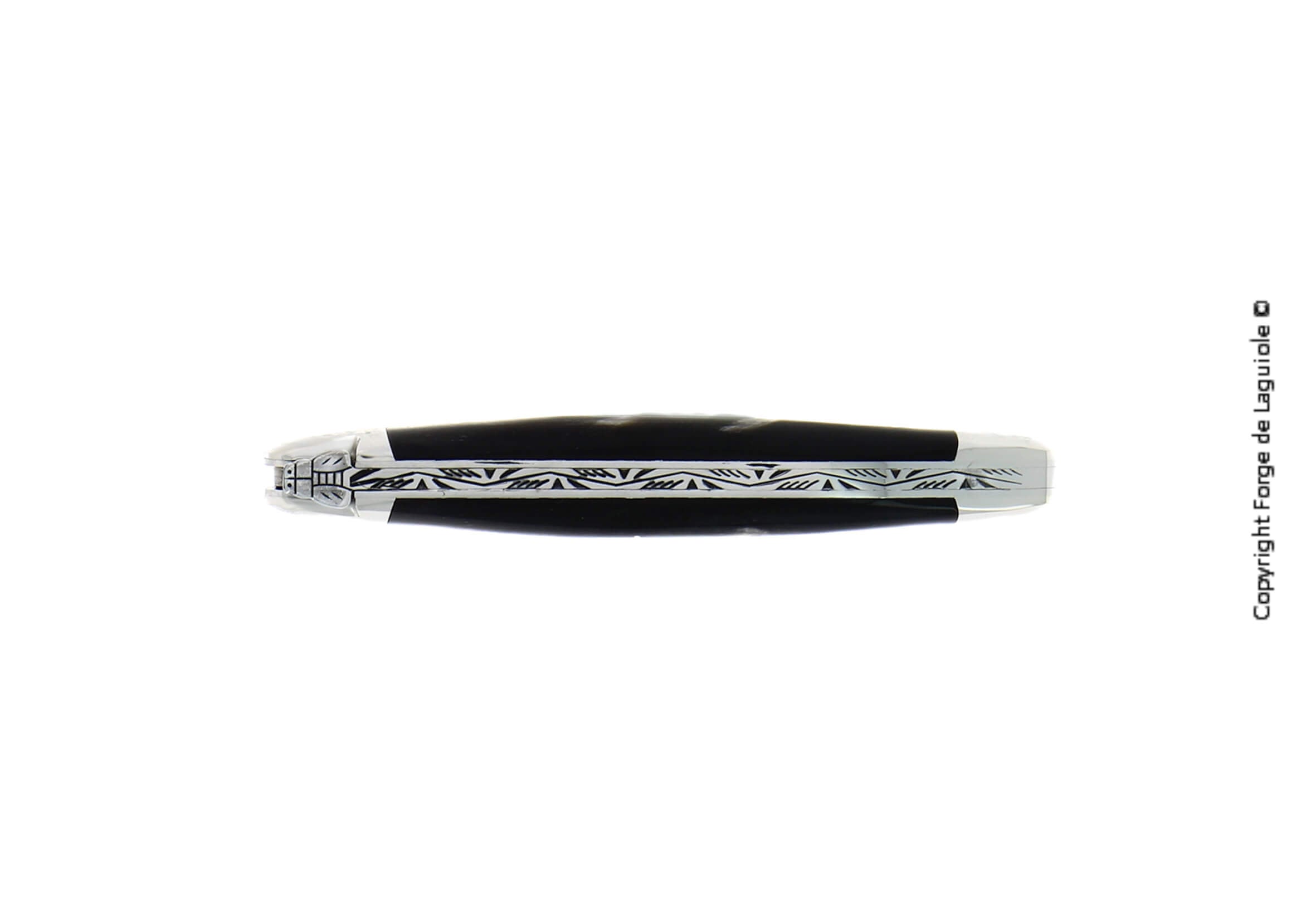 Forge De Laguiole -taittoveitsi, 11 cm, tumma sarvikärkinen kahva, kiiltävä pinta