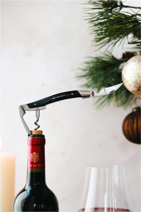 Lahjasetti - Dark Horn - Sommelier-viininavaaja ja taskuveitsi. Kiillotettu pinta.