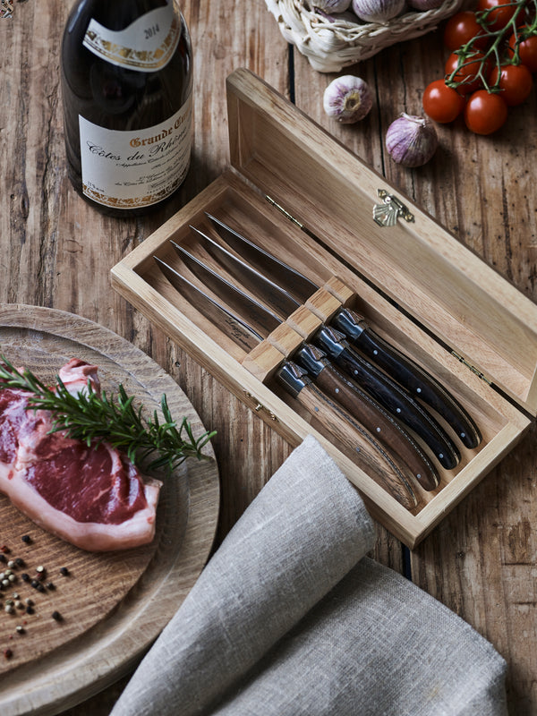 Laguiole Le couteau sekoitettu puu (eebenpuu, wenge, pähkinä, tammi)