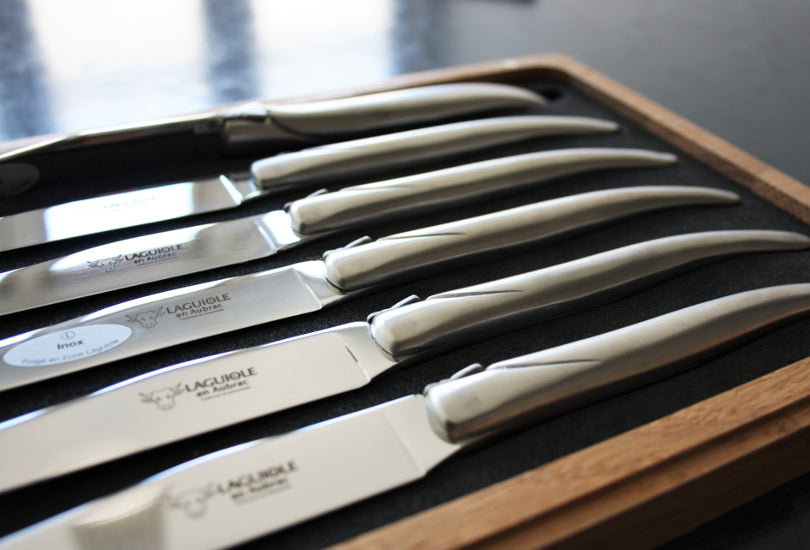 Laguiole En Aubrac steak knives in matt stainless steel