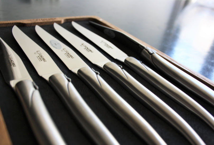 Laguiole En Aubrac steak knives in matt stainless steel