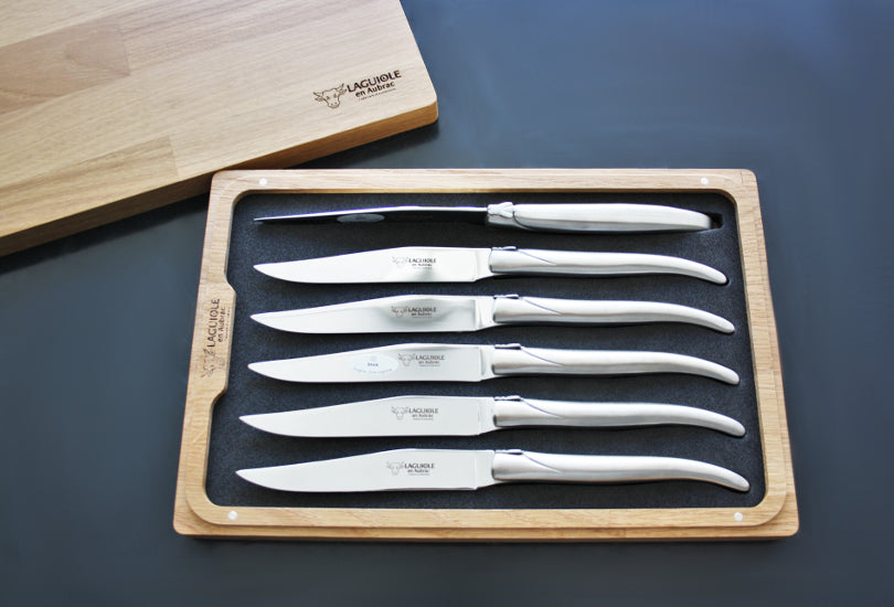 Laguiole En Aubrac steak knives in matt stainless steel